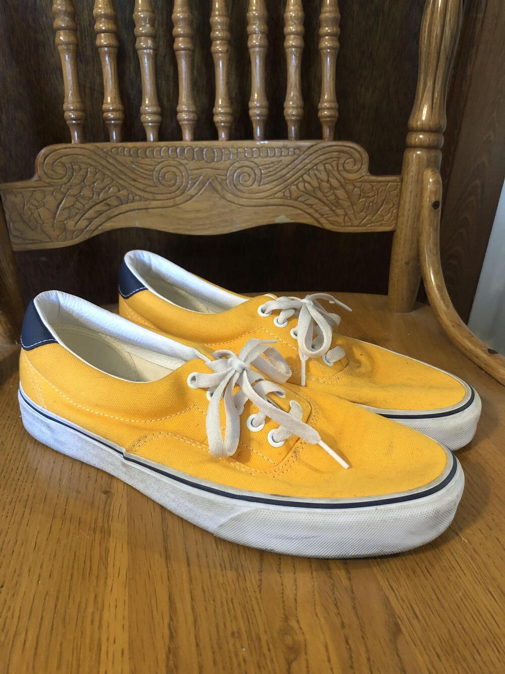Vans Era Shoes Mens Size 9 Yellow Blue Low Top Canvas Skate Sneakers Classic